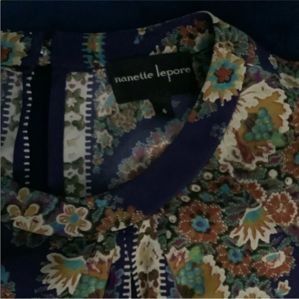 Nanette Lepore Silk Boho Floral Sleeveless Blouse Jewel Tone Print Size 4